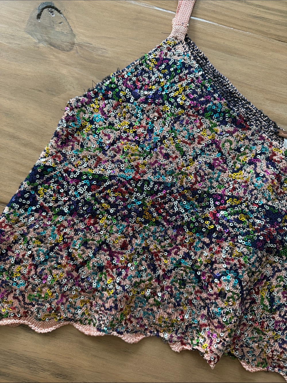 Free People Twilight Rose Combo Tank Sequin Crop Camisole in Pink and Blue NWT - Picture 10 of 10